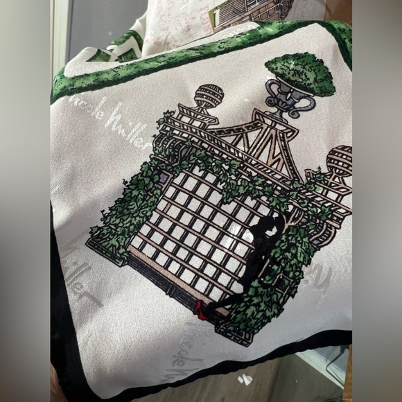 90s silk large scarf 100% silk Nicole Miller - Picture 6 of 8